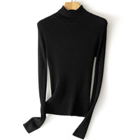 Damen Figurnaher Feiner Rippstrick-Rollkragenpullover mit Stretch-Finish Nord Taschen in Obsidienschwarz