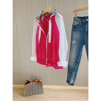 Damen Sportliche Übergangsjacke mit Kapuze Nord Taschen in Magenta