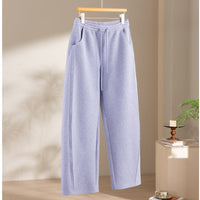 Damen Relaxed-Fleece-Hose mit hoher Taille, Tunnelzug und dekorativer Seitennaht Nord Taschen in Sternenvioletthose