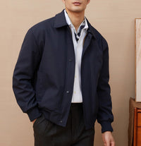 Herren klassische Harrington-Jacke mit Reißverschluss und Rippbündchen Nord Taschen in Dunkelblau