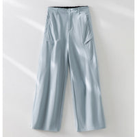 Damen schlichte taillierte Lederjacke mit Stehkragen und Zwei-Wege-Reißverschluss Nord Taschen in Blaue Hose