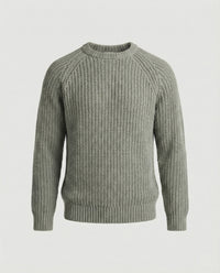 Herren Grobstrick Pullover mit Rundhalsausschnitt und lässigem Schnitt in Grau