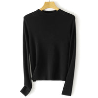 Damen Feinstrick-Pullover mit kurzem Stehkragen und schmaler Silhouette Nord Taschen in Obsidienschwarz