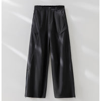 Damen schlichte taillierte Lederjacke mit Stehkragen und Zwei-Wege-Reißverschluss Nord Taschen in Dunkelgraue Hose