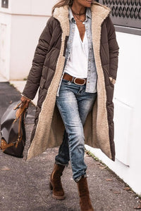 Stilvoller langer Mantel für Damen, Teddy Coat in Braun