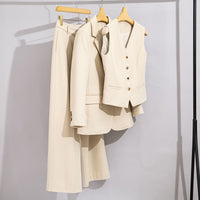 Damen Lang geschnittener Wollmix-Blazer mit Ein-Knopf-Verschluss und Pattentaschen Nord Taschen in Ecru Dreiteiler
