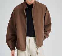 Herren leichte oversized Bomberjacke mit Stehkragen und elastischen Bündchen Nord Taschen in Braun
