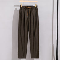 Damen Relaxed-Hose mit elastischem Bund, Tunnelzug und geradem Bein Nord Taschen in Braun