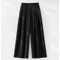 Damen Hochtaillierte Palazzohose mit Kellerfalten und fließender Crêpe-Qualität Nord Taschen in Schwarz