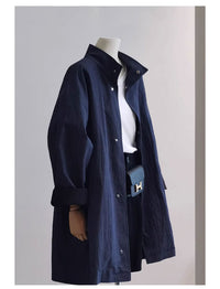 Damen Urbaner Oversized Mantel Nord Taschen in Graublau