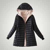 Ute | Damen Winter Fleece Gefütterte Daunenjacke in Schwarz