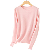 Damen Feiner Rundhals-Feinstrickpullover mit leichter Oversize-Passform Nord Taschen in Rosa Blüten