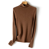 Damen Feiner Rollkragen-Feinstrickpullover mit schmaler Silhouette und elastischem Saum Nord Taschen in Dunkelkamel