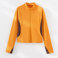 Damen Atmungsaktive Sportjacke mit Stehkragen, Raglanärmeln und Stretch-Einsätzen Nord Taschen in Knallorange