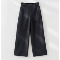 Damen Hochtaillierte Wollmix-Palazzohose mit geradem Bein und elastischem Rückenteil Nord Taschen in Graue Hose