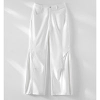 Damen Weite High‑Waist-Hose mit eingesetztem Beinschlitz und markanten Eingrifftaschen Nord Taschen in Weiß