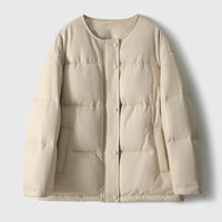 Damen Steppjacke mit hohem Kragen Nord Taschen in Sonnenscheinweiß