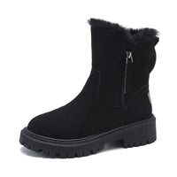Damen Winter Stiefel | Mid-Calf Classic mit Reißverschluss in Schwarz