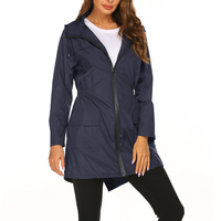 Regenjacke Damen Lang Mit Kapuze | Wetterfest & Kombinierbar in Marineblau