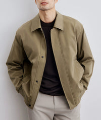 Herren klassische Harringtonjacke mit Rippsaum und verdecktem Reißverschluss Nord Taschen in Khaki