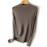 Damen Feinstrick-Longsleeve mit kurzem Stehkragen und schlanker Silhouette Nord Taschen in Hellblumiges Braun