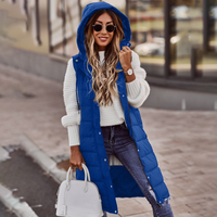 Weste Damen Lang Mit Kapuze | Winter Steppdesign in Blau