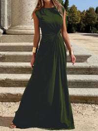 Damen Maxikleid mit elegantem Wickeldesign und schmeichelndem Schnitt in Olivgrün