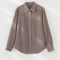 Damen Karierte Oversize-Hemdenbluse mit durchgehender Knopfleiste Nord Taschen in Kariert