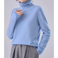 Damen Leichter Kaschmir-Mix Rollkragenpullover mit feinem Soft-Finish und schmaler Silhouette Nord Taschen in Stilles Blau