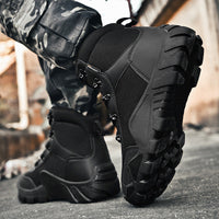 Herren taktische Stiefel mit verstärktem Knöchelschutz und rutschfester Sohle in Schwarz