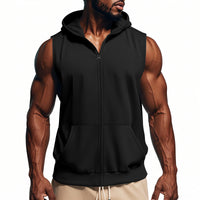 Herren ärmelloses Kapuzenshirt aus atmungsaktivem Material in Schwarz