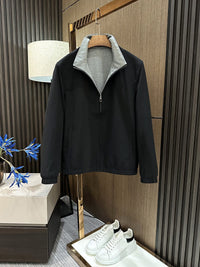 Herren Leichte Reißverschluss-Jacke mit elastischem Saum und kontrastkragen Nord Taschen in Schwarz