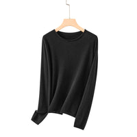 Damen Feiner ultraleichter Rundhalspullover aus Mikrofaser-Feinstrick mit minimalistischer Silhouette Nord Taschen in Diamantschwarz