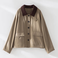 Damen Kurzjacke mit Cordkragen und aufgesetzten Taschen Nord Taschen in Kamel