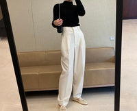 Damen Weit geschnittene High-Waist-Hose Nord Taschen in Weiß
