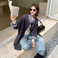 Damen Kurzmantel mit kontrastierendem Vichykaro-Futter und Rundhalsausschnitt Nord Taschen in Tibetgrau #Highend-Serie#