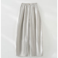 Damen Leinenmix Palazzo-Hose mit hohem Bund, elastischem Einsatz und Eingrifftaschen Nord Taschen in Leinenfarbene Hose