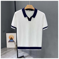 Daniel | Kontrastkragen Kurzarm Poloshirt in Weiß