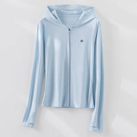 Damen Leichte Kapuzenjacke mit durchgehendem Reißverschluss, Slim‑Fit und Daumenloch Nord Taschen in Gletscherblau
