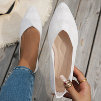 Damen elegante Ballerinas mit atmungsaktivem Strickdesign in Weiß