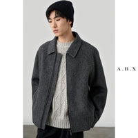 Herren Boxy‑Wollblouson mit verdecktem Zwei‑Wege‑Reißverschluss und Hemdkragen Nord Taschen in Kohlschwarz