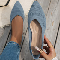 Damen elegante Ballerinas mit atmungsaktivem Strickdesign in Hellblau