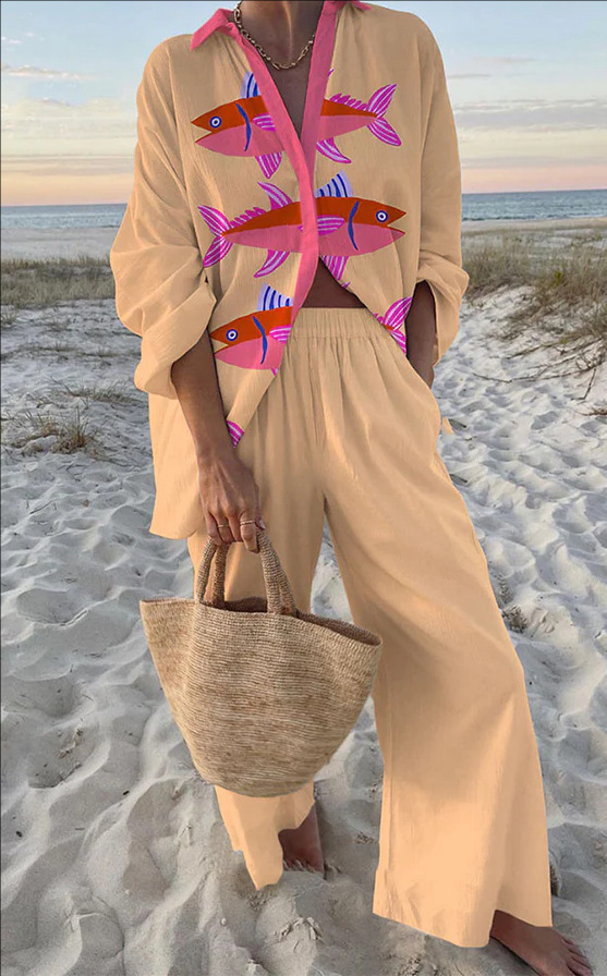 Evalisse  | Bettwäsche-Set mit rosa Fischdruck