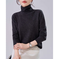 Damen Leichter Kaschmir-Mix Rollkragenpullover mit feinem Soft-Finish und schmaler Silhouette Nord Taschen in Nachtgrau