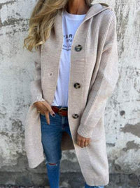 Damen Eleganter Strickmantel Nord Taschen in Hellgrau