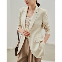 Damen taillierter leichter Ein-Knopf-Blazer mit Pattentaschen Nord Taschen in Cremeweiß