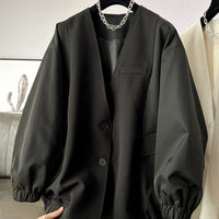 Damen Stylischer Oversized-Blazer Nord Taschen in Schwarz