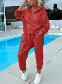 RICHELLE | KAPUZENPULLOVER-SET MIT JOGGINGHOSE in Rot