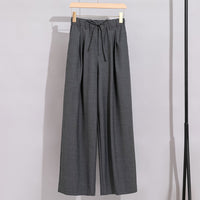 Damen Weite High‑Waist Bundhose mit Tunnelzug und Bügelfalte Nord Taschen in Grau