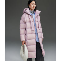 Damen Oversized Stepp-Daunenmantel mit Kapuze und verlängerter Silhouette Nord Taschen in Rosa
